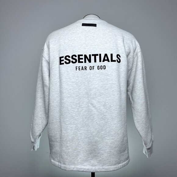 Essentials Fear of God Crew Sweatshirt S Light Grey Heather Cotton Poly - Picture 2 of 7